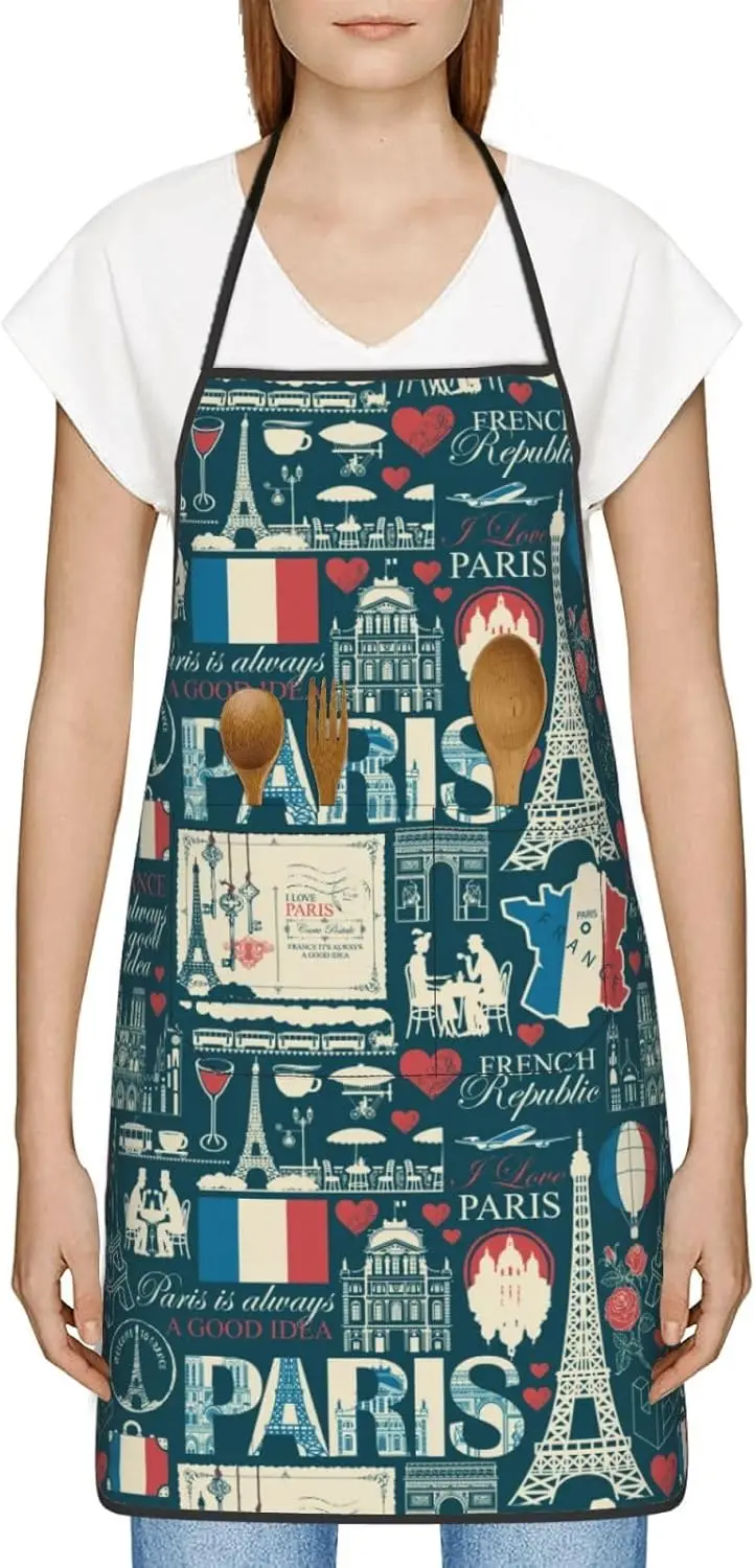 Fartuch kuchenny Paris Eiffel Tower Fartuch kuchenny do grillowania w domu Fartuch szefa kuchni Wodoodporne fartuchy dla kobiet i mężczyzn