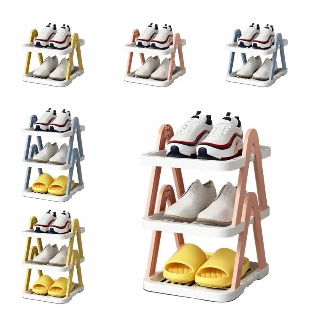 

Plastic Layered Shoe Rack Space Saving Stackable Shoe Cabinet Storage V-shaped Lightweight Shoe Storage Organizer Household