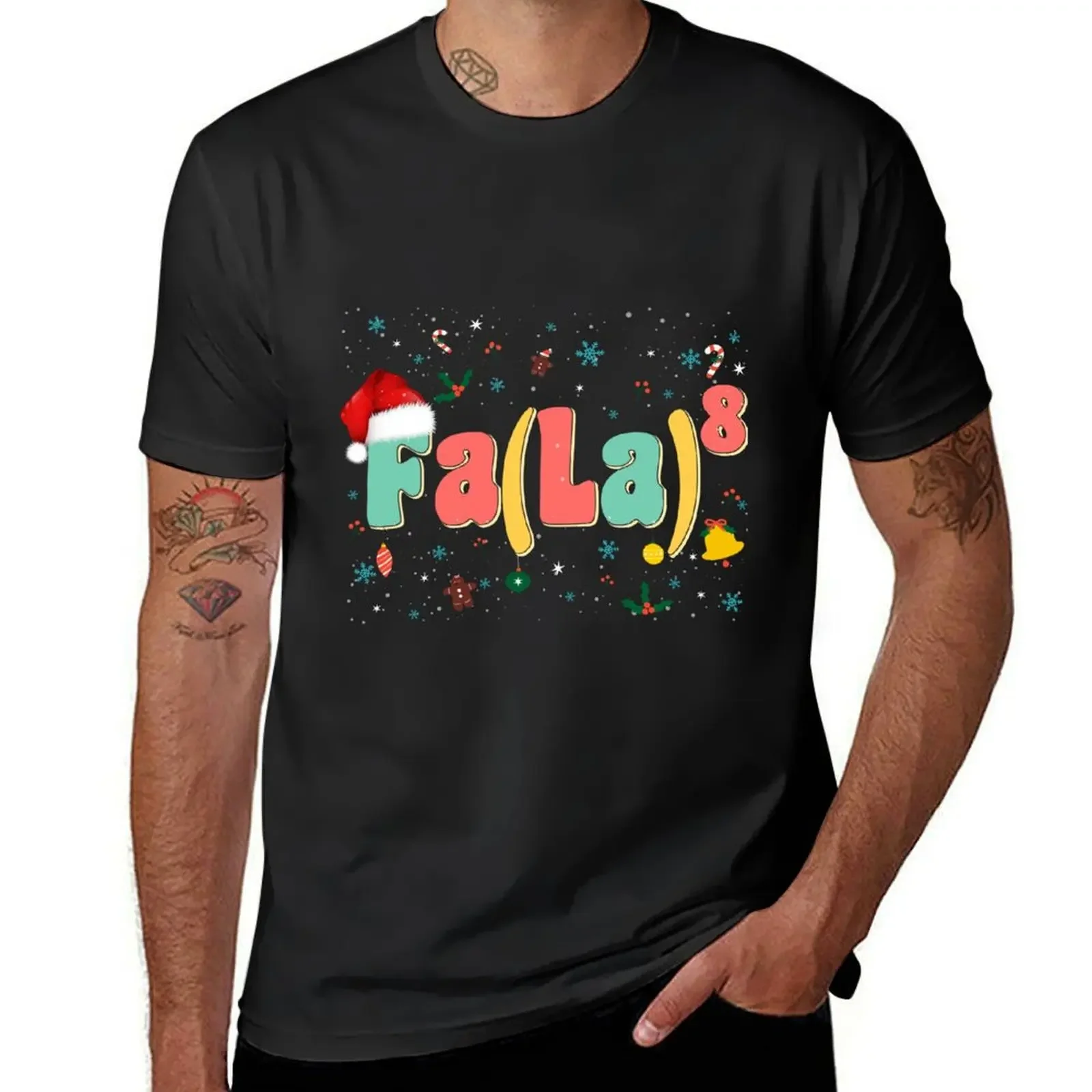 Merry Xmas With Funny Fa La 8 Santa Hat Music Groovy Math Teachers T-Shirt quick-drying summer clothes shirts men