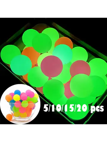 5-20pcs Glow in the Dark Bouncy Balls Rubber Stress Relief Toys for Kids Birthday Party Favor Valentine Gifts Classroom Prizes