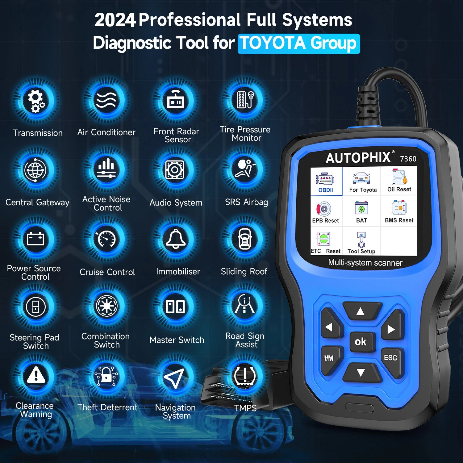 AUTOPHIX 7360 OBD2 Automotive Scanner For Toyota All System Code Reader ABS EPB SRS OIL BAT Reset obd Car Diagnostic Scan Tool