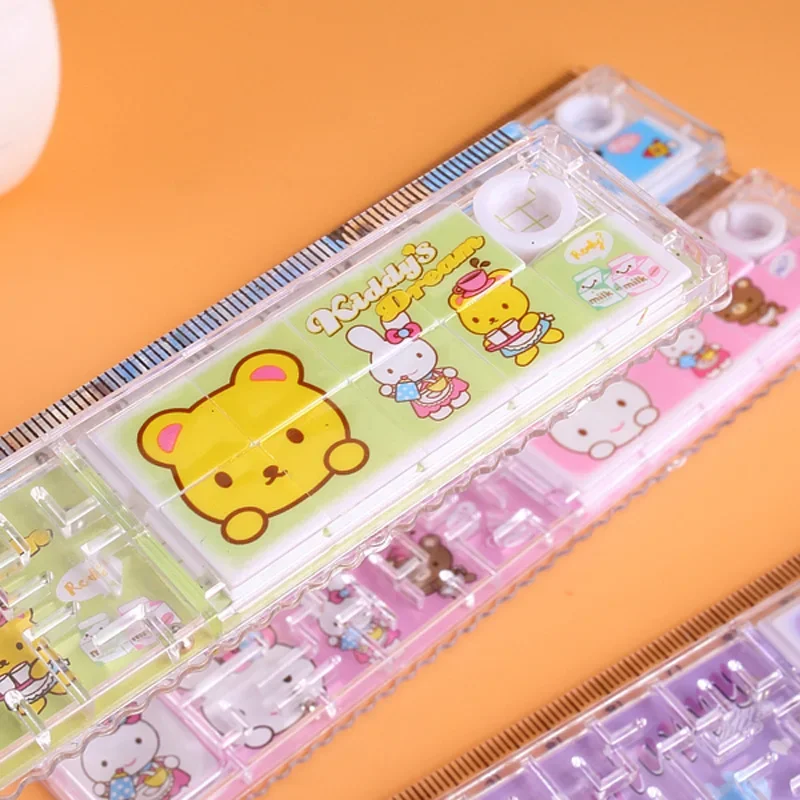 1pcs Cartoon Plastic Ruler Pupils Interesting Maze+puzzle Game Plastic Ruler 15cm Game Puzzle Ruler Kawaii School Supplies