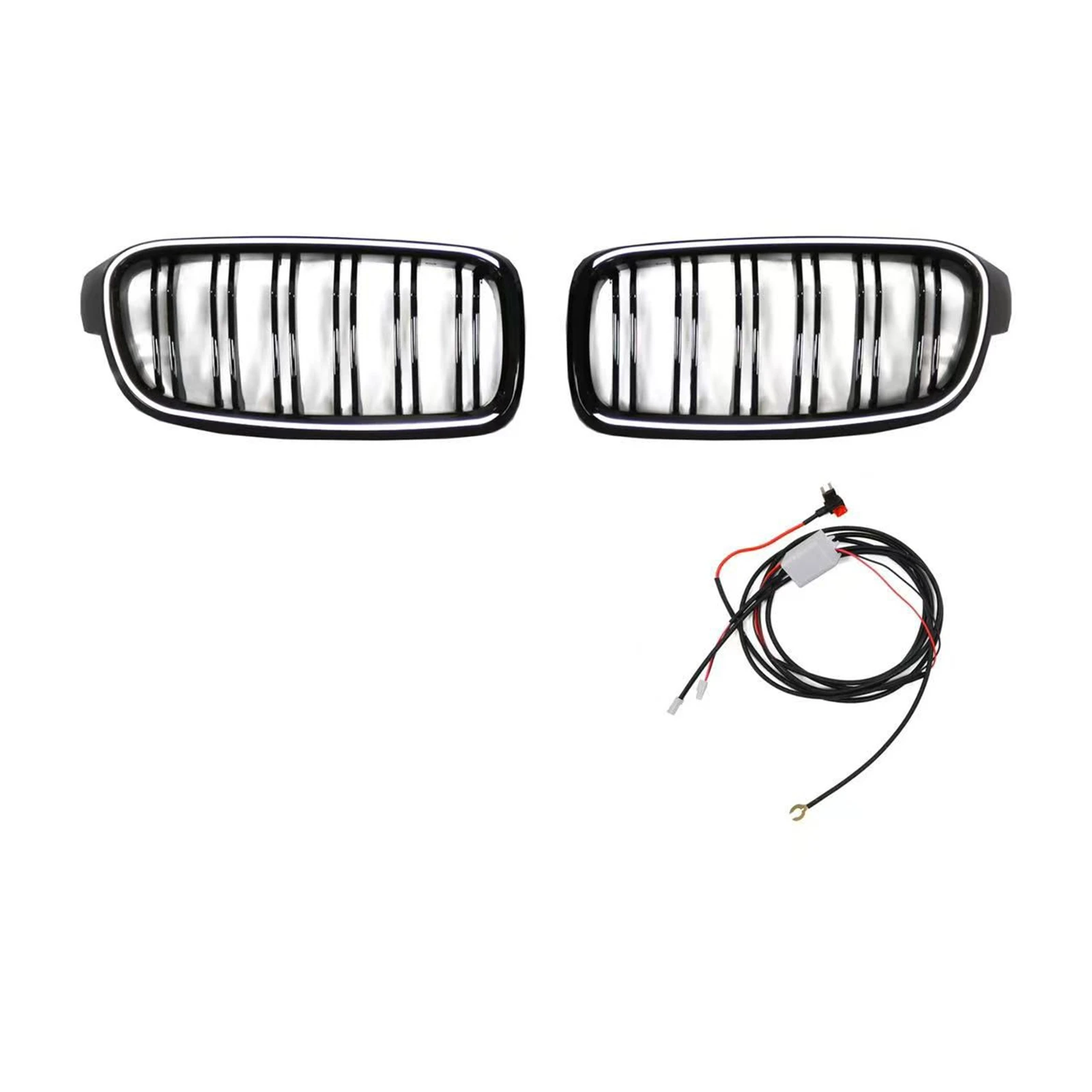 Front Kidney Grille Grill With LED Light For BMW 3-Series F30 F31 320i 330i 2012-2018 Double Slat Style Upper Bumper Hood Mesh