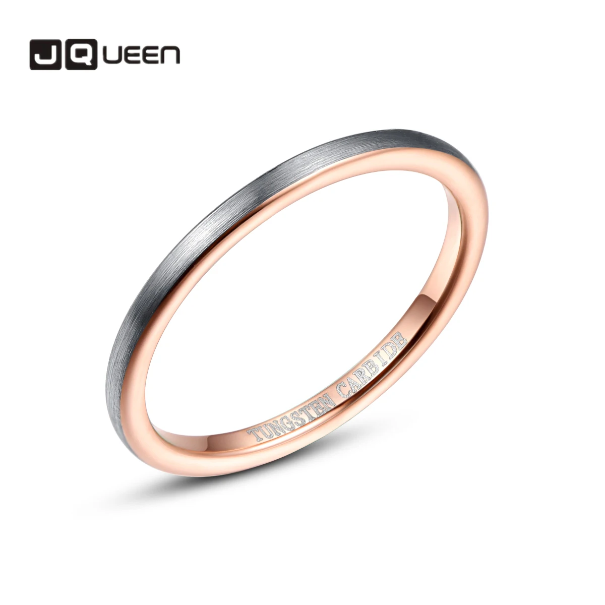 2mm Width Surface Brushed Inner Ring Rose Gold Tungsten Steel Ring Promise Anel Masculino Tungsten Carbide Ring