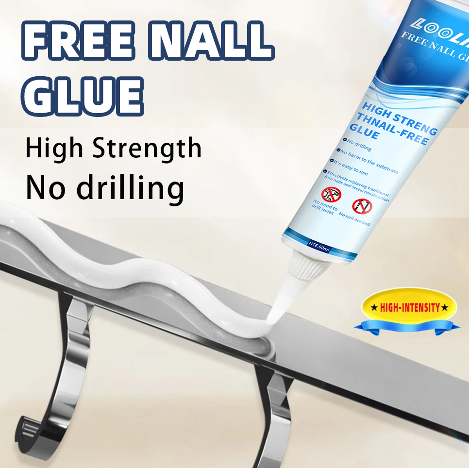 

LOOLIFL 60ml High Strength Nail-Free Glue Heavy Duty Multi-Purpose Adhesive No Drill Waterproof Dry for Home Bathroom Kitchen