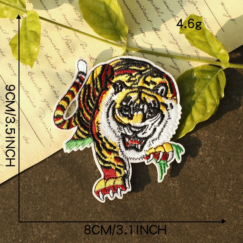 Exquisite Tiger Computer Embroidered Men\'s DIY Badge Iron On Patches Fashion Tiger Head Decorative Clothing Stickers