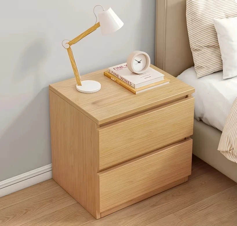 &c Modern Wood Nightstands with 2 Drawers and Storage for Bedroom Cut-Out Handle OEM