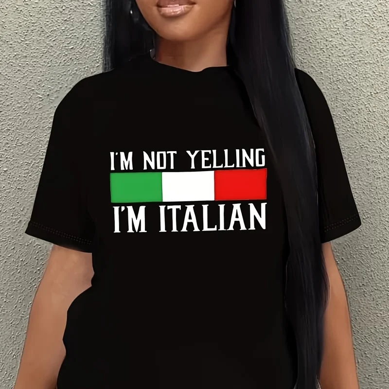 I'M Not Yelling, I'M Italian Women's Plus Size T-Shirt 100% Cotton 220g