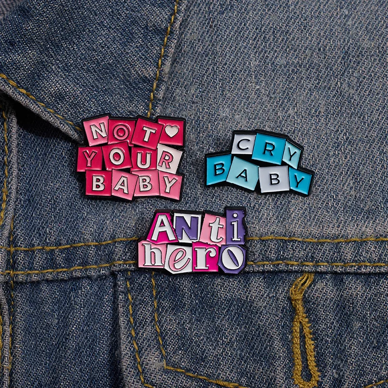 Personalized Trend Colored English Alloy Brooch Ins Inspirational Cry Baby Paint Badge Clothing Scarf Accessories Lapel Pin