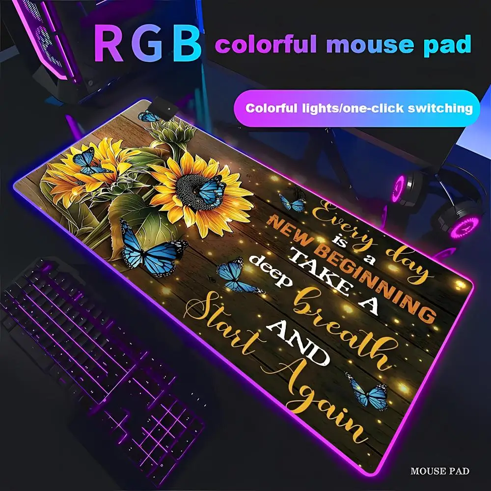

Коврик для мыши RGB игровой коврик для мыши HD геймер большой светодиодный светильник подсолнечник XXL коврики для мыши ПК компьютерный коврик нескользящий