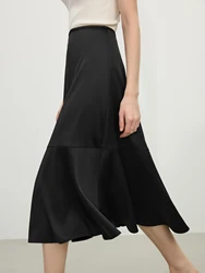 FSLE Mermald Asymmetric Satin Fishtail Skirt Women 2025 Spring Summer New Temperament Commuter Casual Versatile Skirt 25FS12101