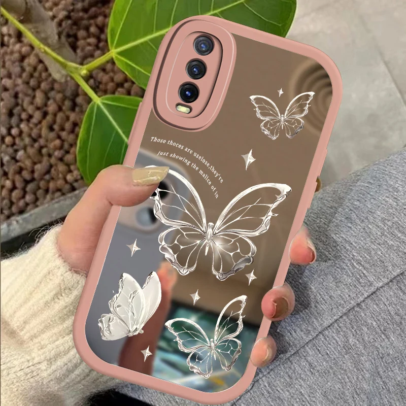 Luxury Mirror Case For Vivo Y12S Y20S Y21 Y21A Y21S Y02 Y15S Y15A Y01 Y16 Y17 Y3 Y12 Y15 Y19 Y5S Y20 Butterfly Printing Cover