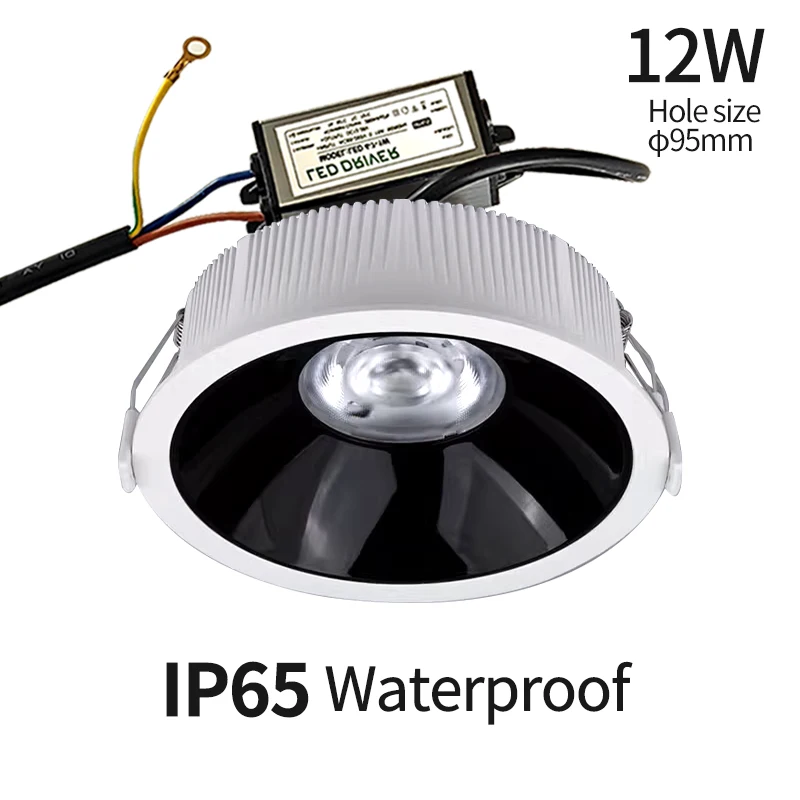 LED waterproof downlight IP65 waterproof, fog-proof and moisture-proof Bathroom Kitchen12V 12W Bathroom eaves outdoor spot