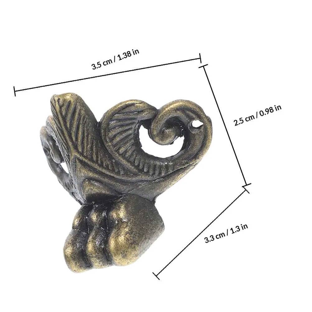 6Pcs Vintage Wood Box Feet Metal Legs Retro Decorative Jewelry Box Feet Furniture Decorative Legs Corner Bracket Support