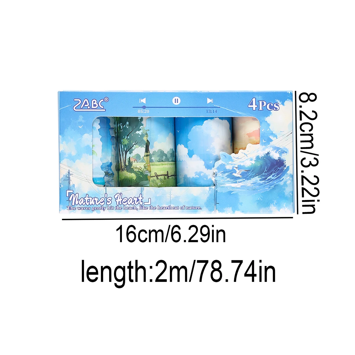 4 ロール/ボックス スクラップブッキング、雑誌用の風景テーマのステッカーロール、ギフトボックスの装飾、ファッションギフト用のフレーズステッカー