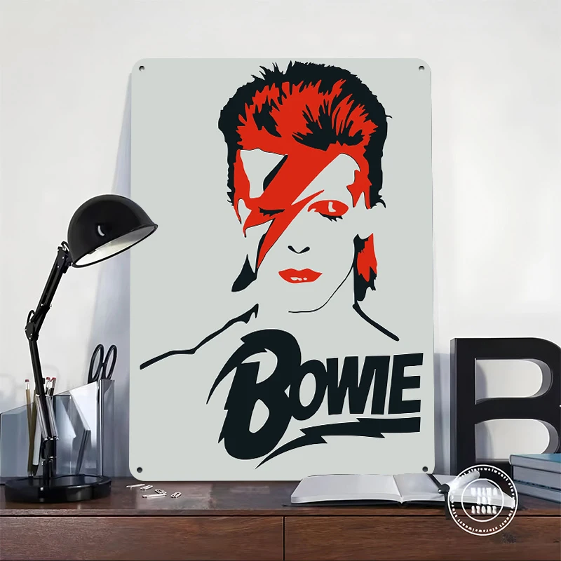 David Bowie Ziggy Stardust Pop Art Metal Poster Customized Wall Art Retro Vintage Metal Signs for Man Cave Garage Decorations