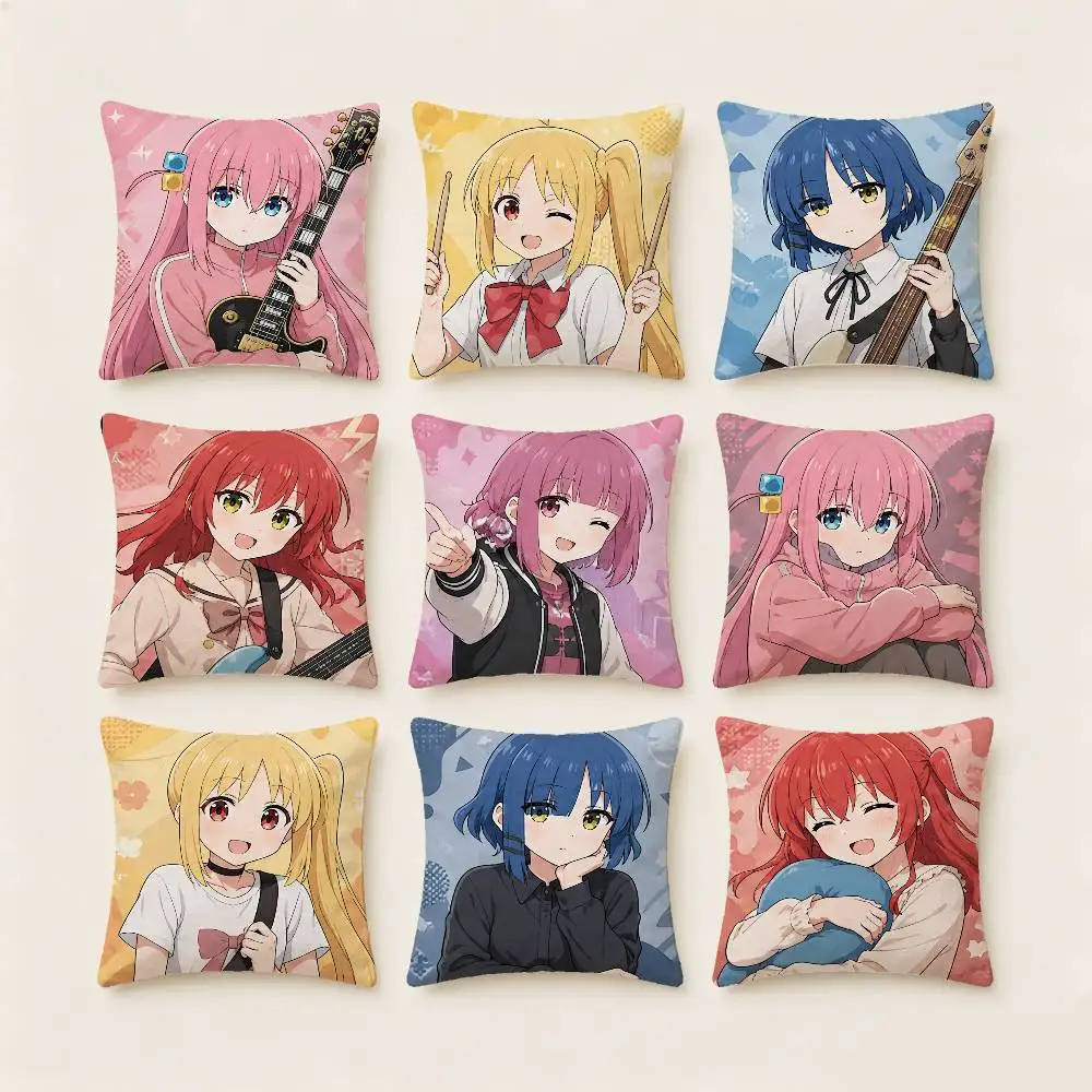 Bocchi The Rock! Pillow Case Fashion Square Pillowcase Bedroom Sofa Room Ins Decoration Leisure