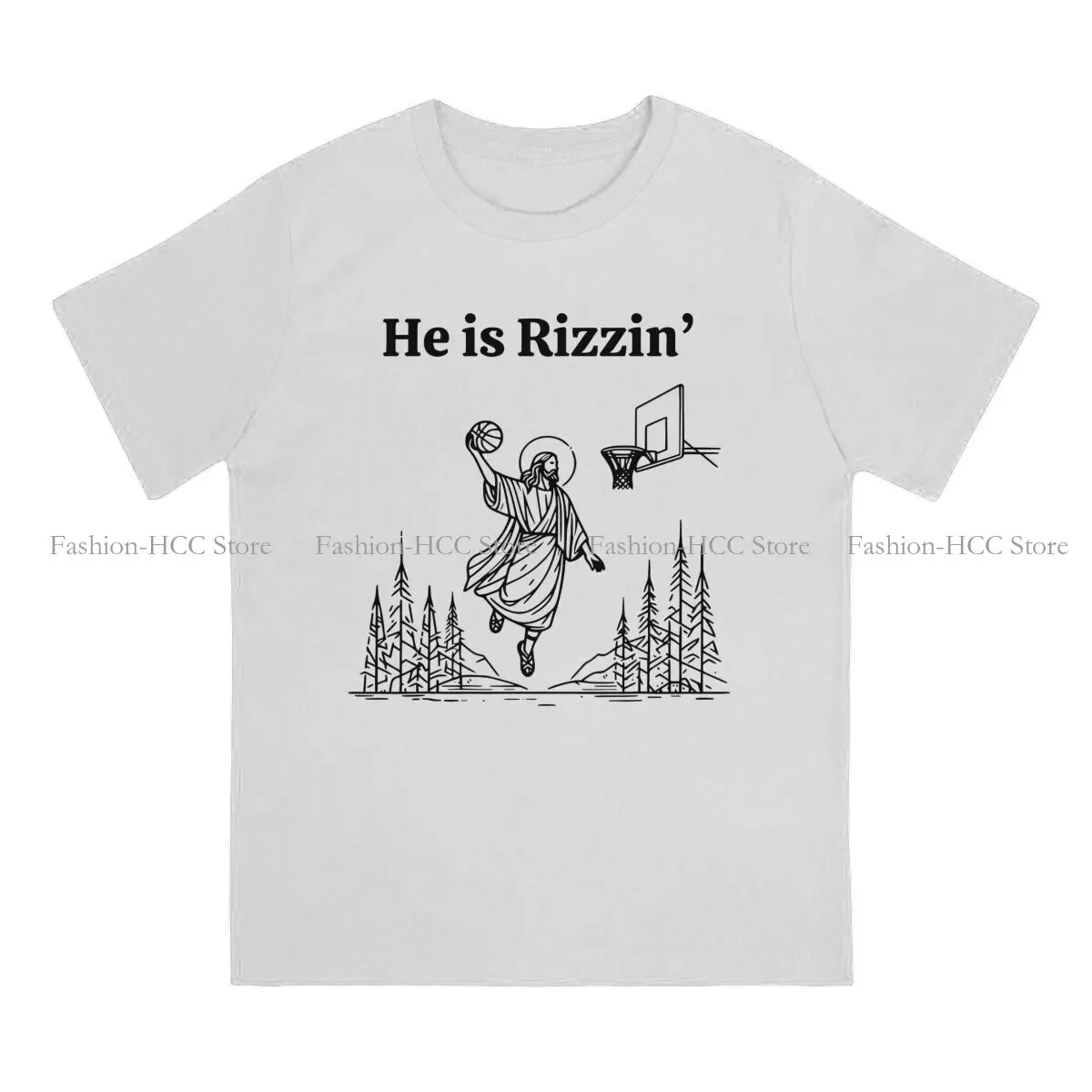 He Is Rizzin Meme Jesus TShirt for Men   Humor Summer Tee T Shirt High Quality New Design