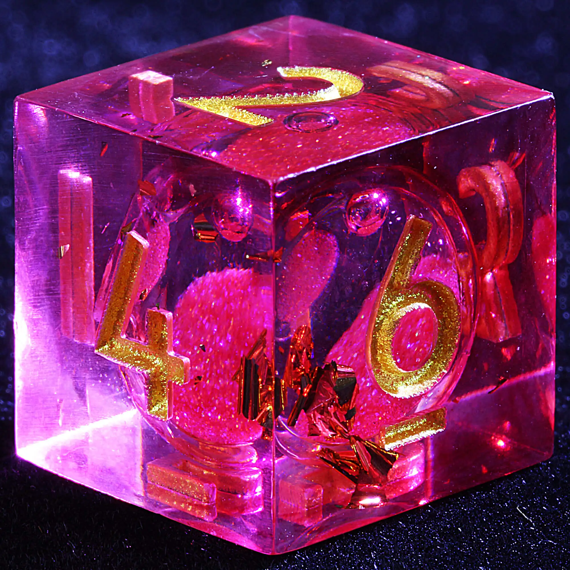 9 Polyhedral Resin Liquid Core Sets Dice D and D Crimson Sand Gold