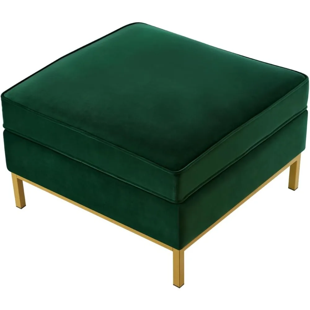 Large Velvet Ottoman Square Couch Footrest with Padded Cushion