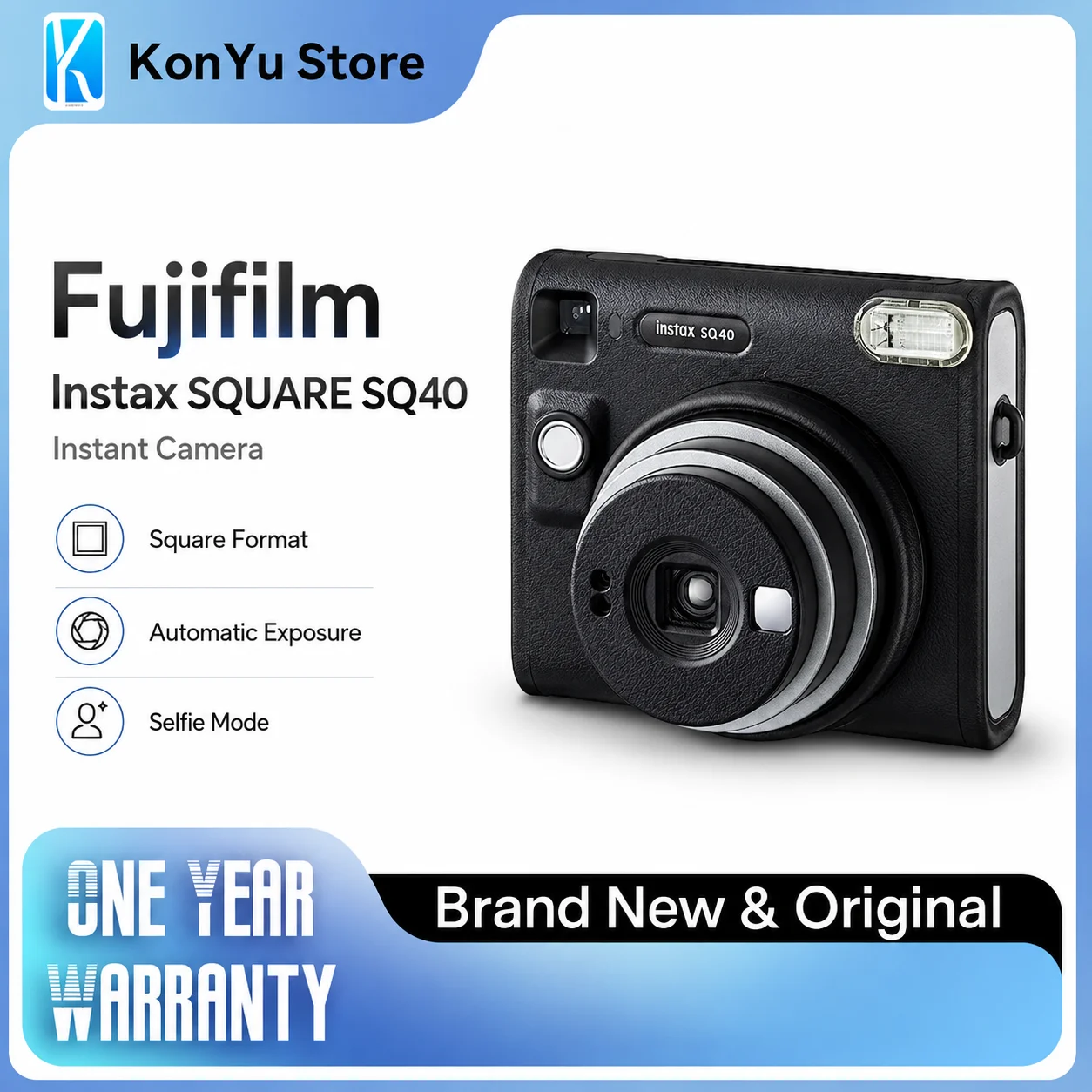Original Fujifilm Instax Square SQ40 Instant Camera Retro Square Format Auto Exposure Selfie Mode Film Camera