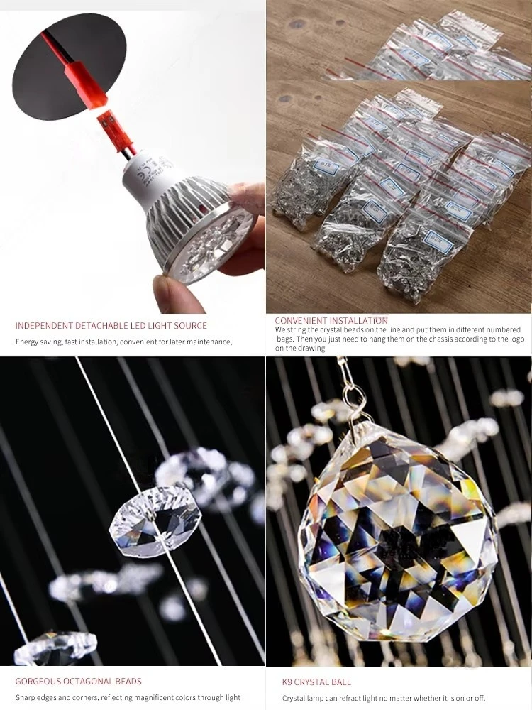 

Postmodern Crystal Long Chandelier Living Room Villa Hotel Grand Chandelier Creative Spiral Stairwell Duplex Stair Hanging Light