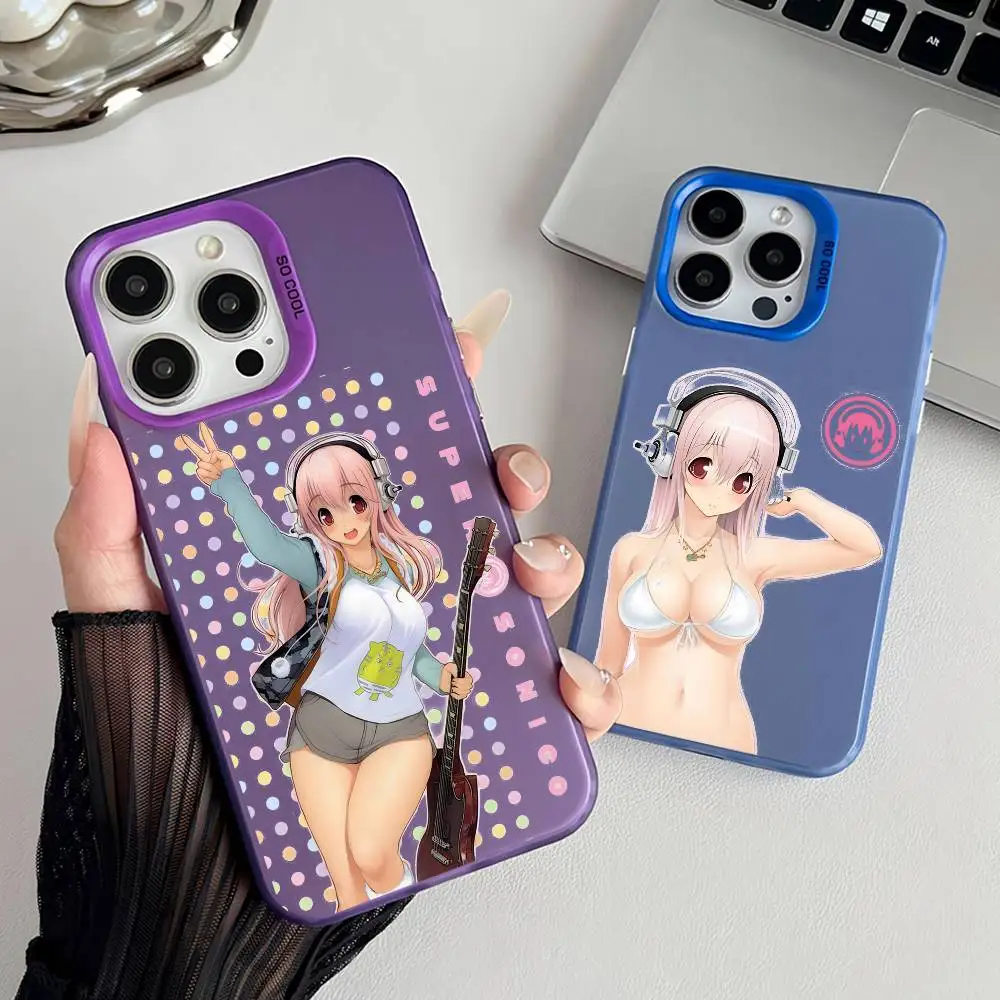 شخصيات لطيف سوبر SO-NI-CO جراب هاتف آيفون 16 15 14 13 12 17 برو ماكس زر معدني مستقل الكهربائي المحمول #1