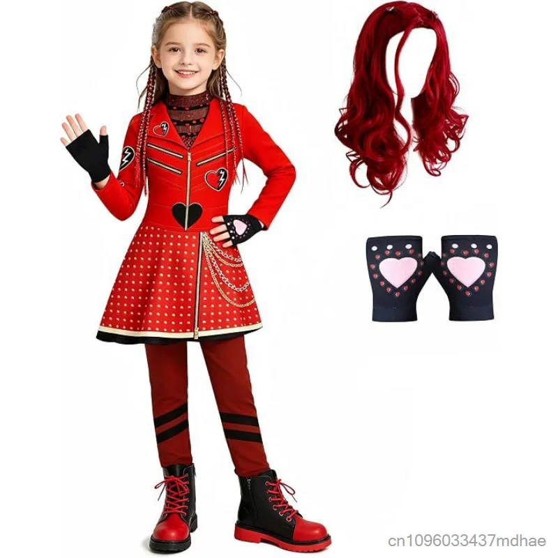 Descendants Cosplay Costume Wicked Wonderland Red Blue Princess Outfit Halloween Party Dress Stage Performance Role‑play Clothes