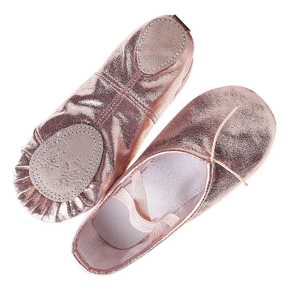 Pink Girls PU Dance Shoes Cross Elastic Band Dancing Shoes Non-slip Shoes for Performance Kids - Size 28