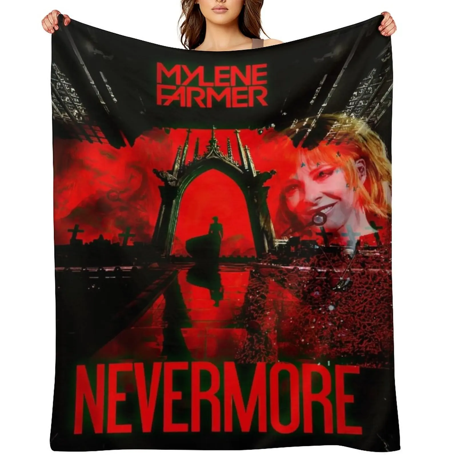 Mylene_Farmer_Nevermore Tour 2024 Throw Blanket Luxury Thicken Furry Polar For Decorative Sofa Hairy Blankets