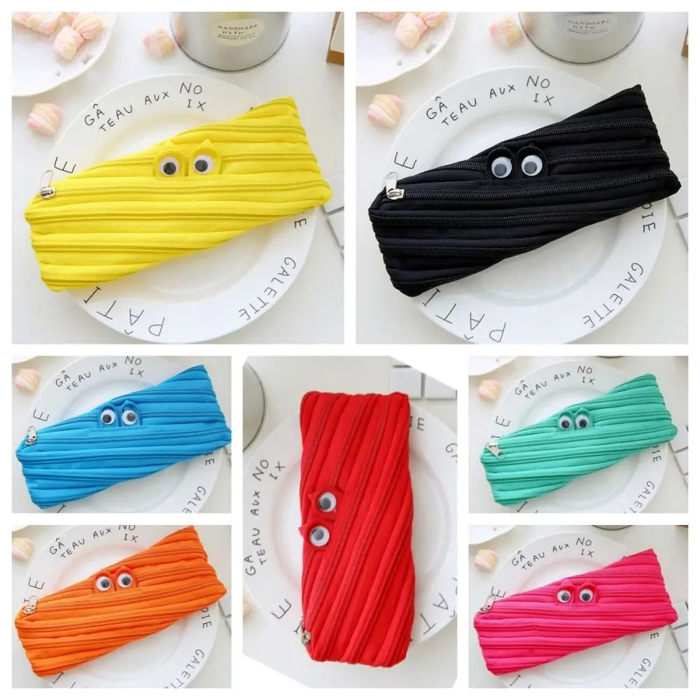 Rabbit Ear Zipper Makeup Lipstick Bag Large Capacity Cartoon Students Pencile Bag Korean Style Solid Color