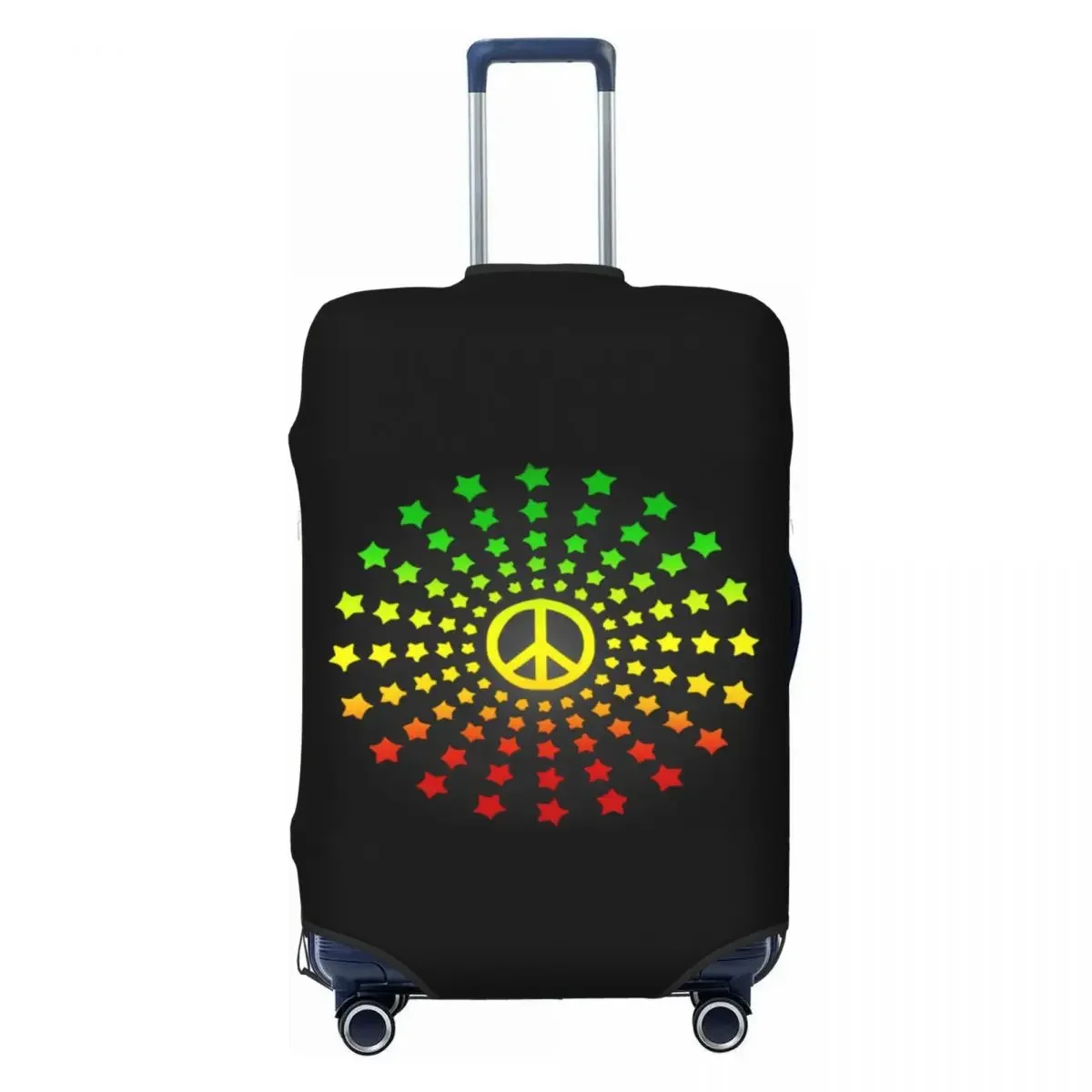 Custom Jamaica Rasta Reggae Peace Logo Travel Luggage Cover Elastic Suitcase Cover Protector Fit 18-32 Inch