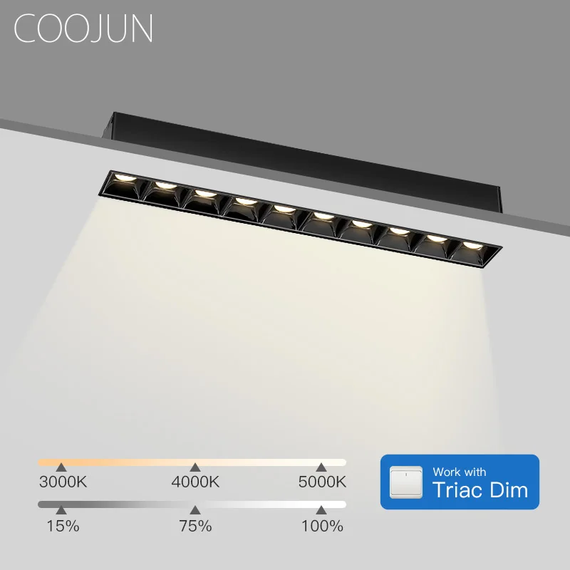 

COOJUN Triac Dimmable LED 5W 10W 15W Rimless Recessed Spotlight Kits Simple Linear Ceiling Lamp Deep Anti-glare Modern Downlight