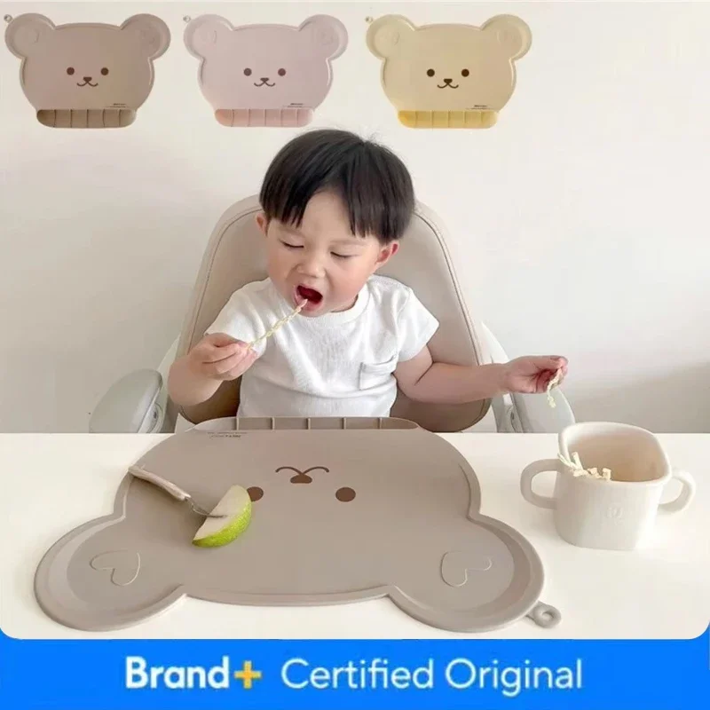 

Cute Bear Shape Baby Silicone Placemat Heatproof Food Grade Kids Table Mat Baby Feeding Waterproof Baby Placemat Baby