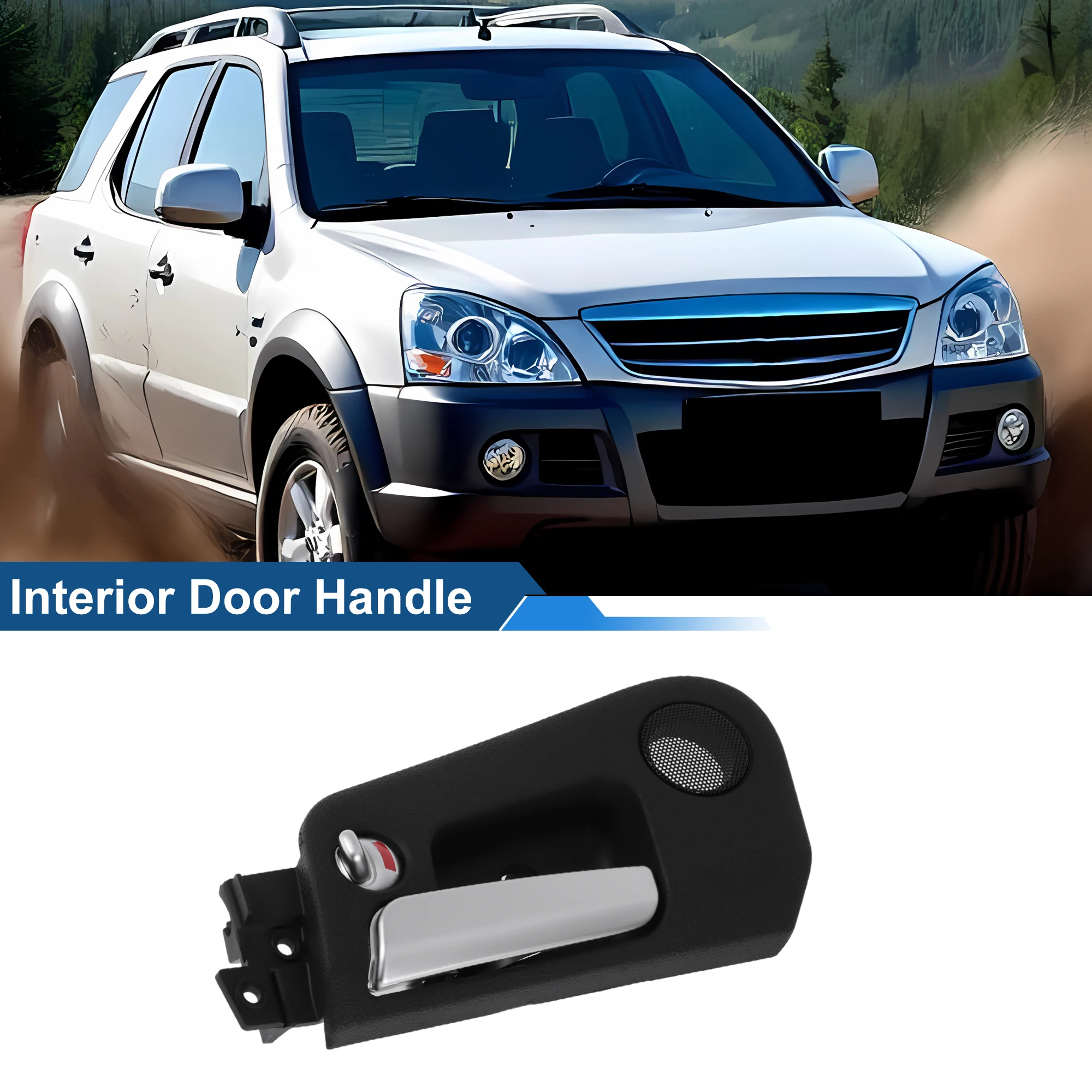 

UXCELL Передняя внутренняя дверная ручка со стороны водителя для Roewe для SsangYong, черный хром