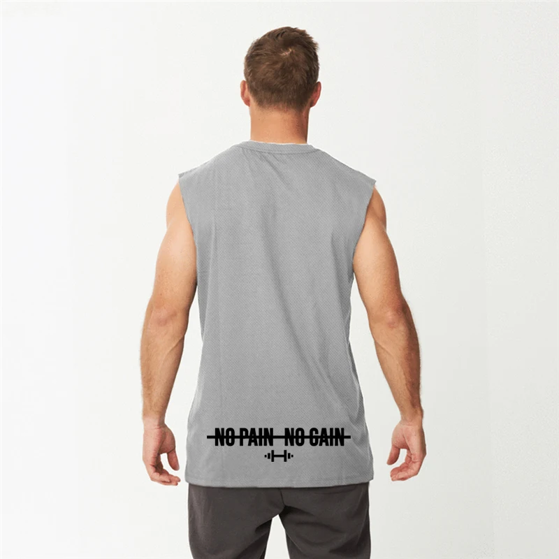 2022 Mens Gym Casual Muscle Mesh Tank Top Fashion Fitness Sporting Sleeveless Quick-drying Vest Workout Comfortable Singlets