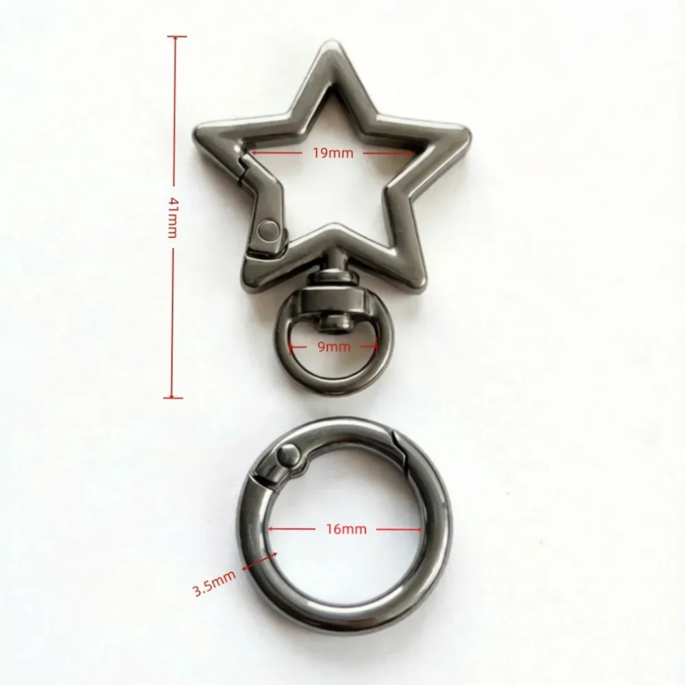 2/30/50 Pcs pentagram -Shaped Snap Keychain Clips with Round Spring  Rings for DIY Crafts Keychains Attachments Accessories