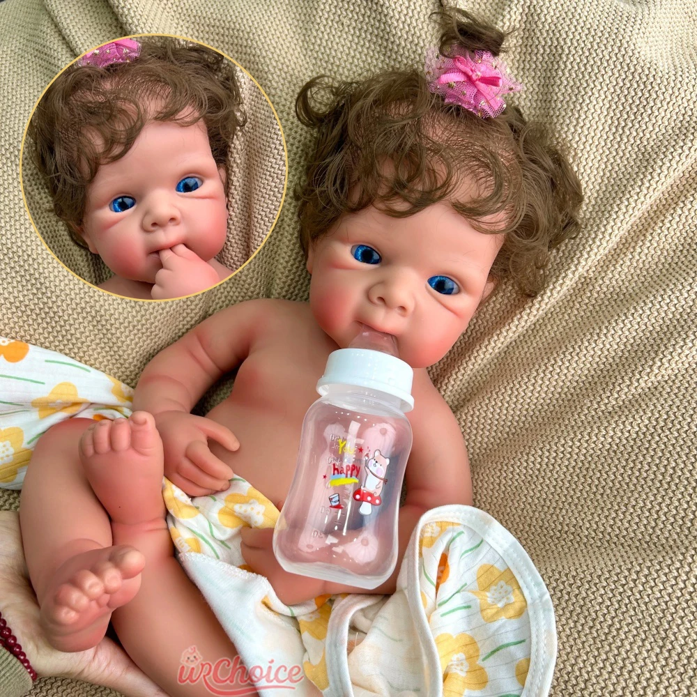 

19Inch Baby Girl Bettie Newborn Silicone Reborn Doll with Rooted Hair Lifelike 3D Skin Open Mouth Doll Gift for Alzheimer's
