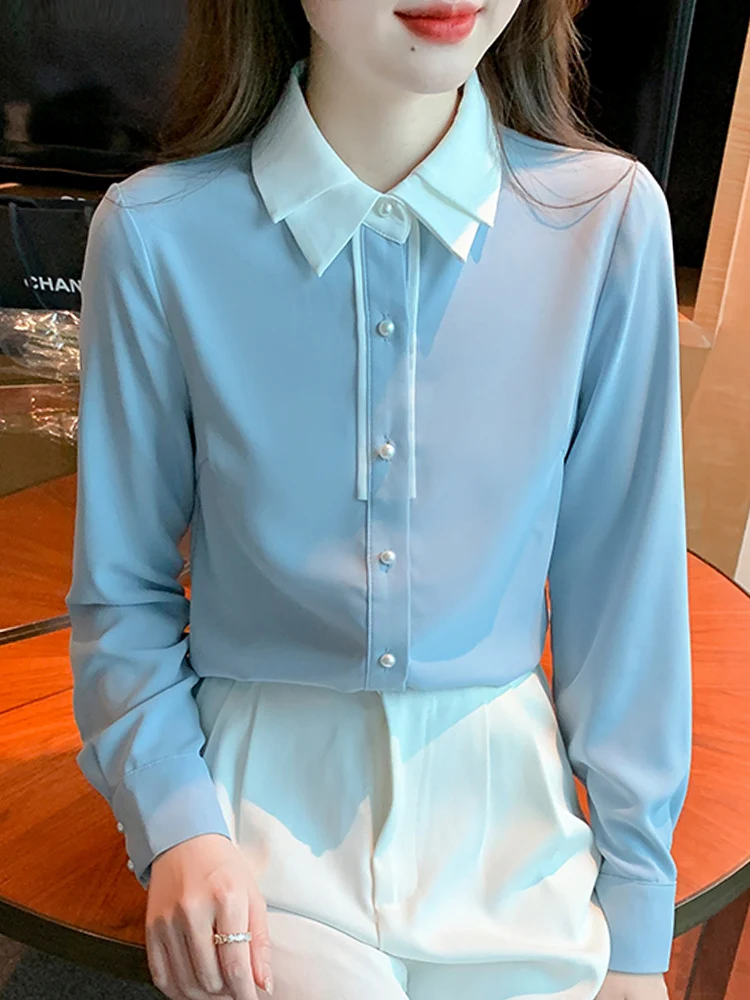 Long Sleeve Blouse Women Fashion Chiffon Blouse Shirt Tops Women Blusas Mujer De Moda 2024Blouses Shirts Blusa Feminina G146