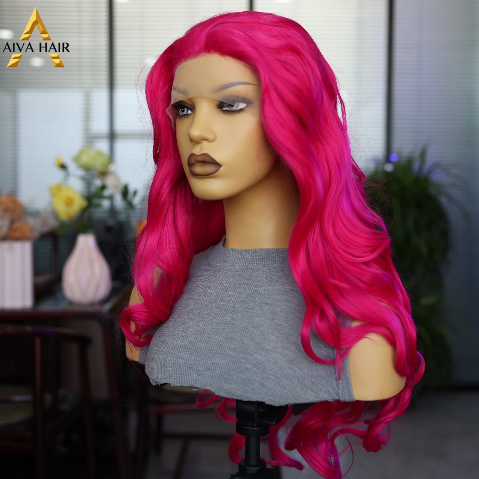 13 * 4 front lace synthetic red purple wig 26 inch long wavy wigs suitable for cosplay women wig 180 density natural hair line