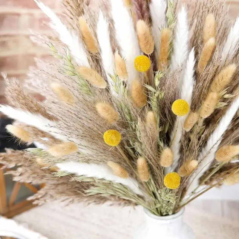 118 Chiếc Bó Hoa Khô Tự Nhiên Bohemian Trang Trí Đám Cưới Thủ Công Pampas Cỏ Sắp Xếp B03E