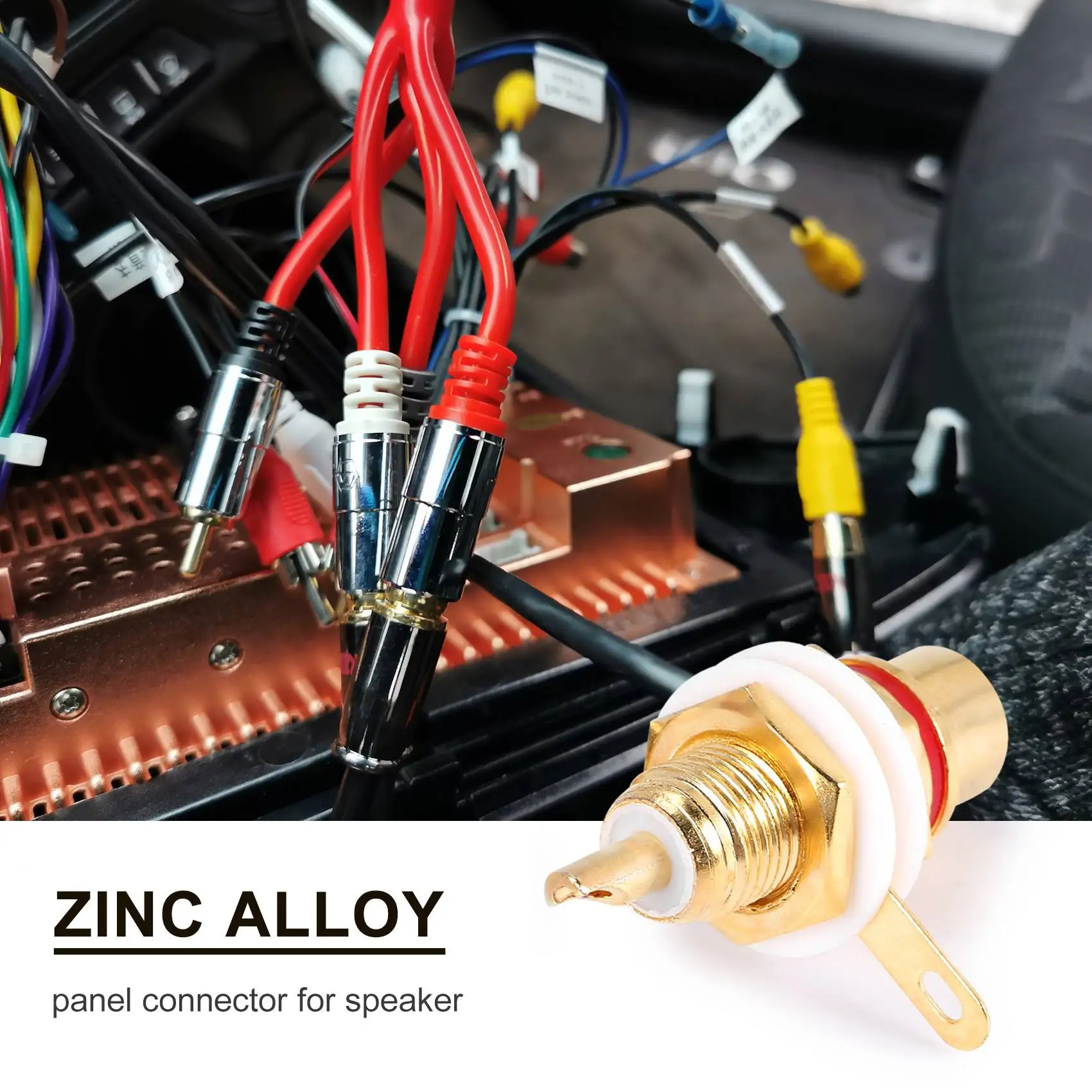 FLLF 20 Buah Konektor Panel Sasis Soket Wanita Steker Jack Terminal RCA Berlapis Emas untuk Speaker Amplifier