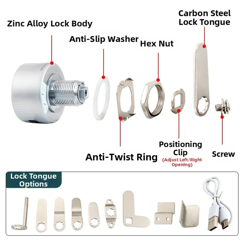 

Fingerprint Password Wireless Touchscreen Cabinet Lock for Drawer Zinc Alloy Body Long Battery Life 6000 Cycles