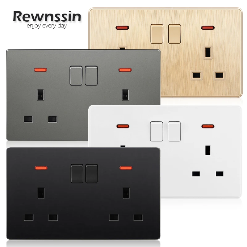 Wall Electrical Switches With Usb UK Socket Gold/White/Black/Silver Plastic Panel Malta 110-250V