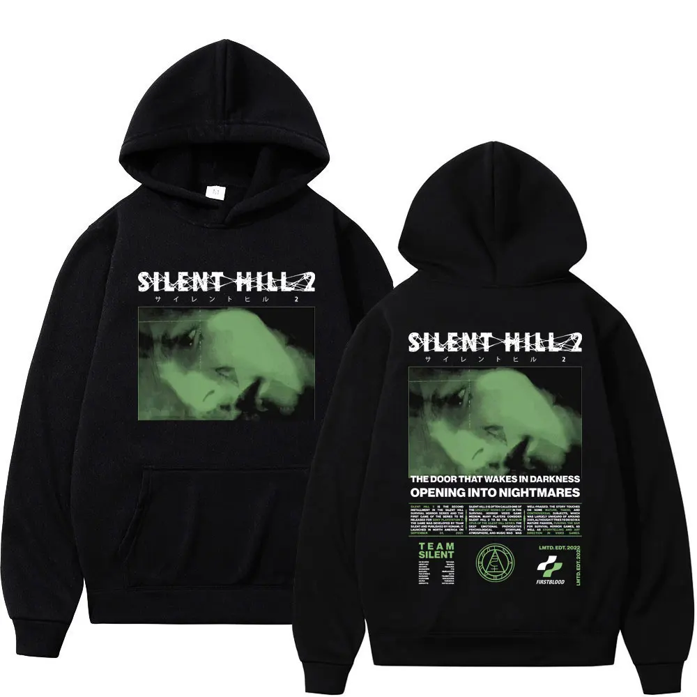 Game Silent Hill 2 Double Sided Print Hoodie Men Women Harajuku Vintage Hooded Sweatshirts Gothic Fashion Oversized Pullovers