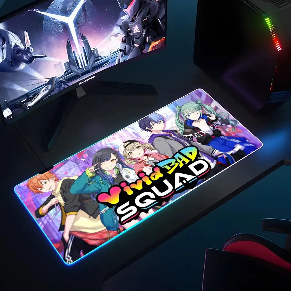 Vivid BAD SQUAD Mouse Pad RGB Luminous 700X400mm Large Table Pad Encrypted Anti Skid Super Large Mouse Pad