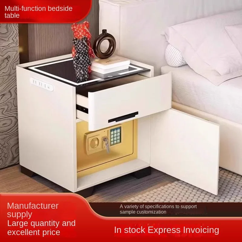 Modern Design Smart Wireless Rechargeable Bedroom Storage Bedside Cabinet Integrated Safe Multifunctional