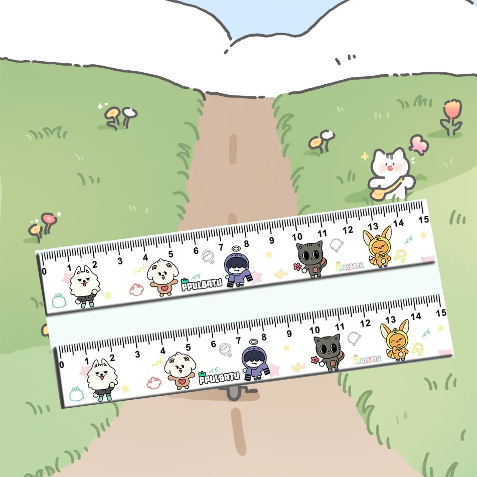 Kpop High Quality Acrylic Student Drawing Ruler Cartoon Cute Measuring Ruler Soobin YEONJUN BEOMGYU HUENINGKAI Fans Collection