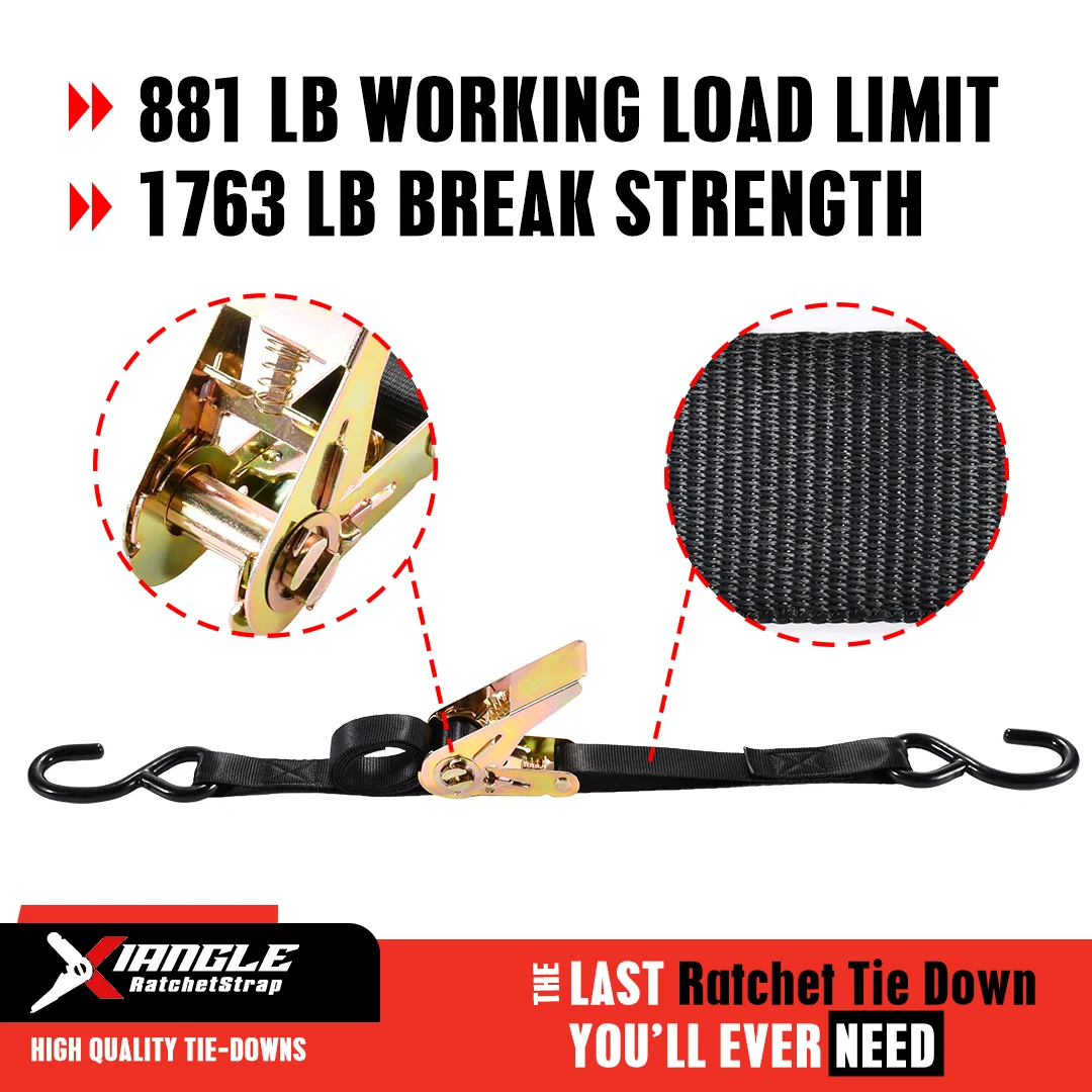1 Inch 25mm 800kg Heavy Duty Lashing Tie Down Strap Ratchet Straps with S Hook For Cargo Tape Retractable Belts For Motorcycles