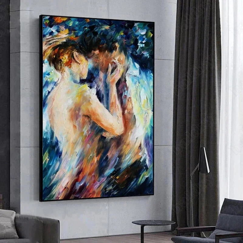 العاطفة مثير امرأة عارية ورجل المشارك مجردة هيئة الفن الكتابة على الجدران النفط اللوحة قماش طباعة لغرفة النوم فندق الجدار الديكور #6